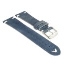 Feines Velours-Leder Uhrenarmband Modell Rolly blau 19/16 mm