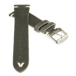 Feines Velours-Leder Uhrenarmband Modell Rolly grün 20/16 mm
