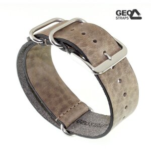 GEO-Straps Nato Leder Durchzugs-Uhrenarmband Modell Ponderosa beige-creme 18 mm Nato Strap