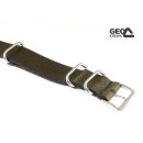 GEO-Straps Nato Leder Durchzugs-Uhrenarmband Modell Ponderosa khaki-grün 18 mm Nato Strap