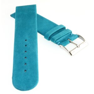 Feinstes Veloursleder Uhrenarmband Modell Tennessee-55 türkis 18 mm