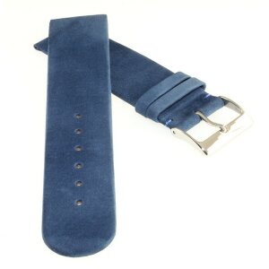 Feinstes Veloursleder Uhrenarmband Modell Tennessee-55 blau 22 mm