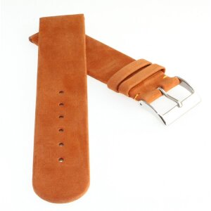 Feinstes Veloursleder Uhrenarmband Modell Tennessee-55 orange 22 mm