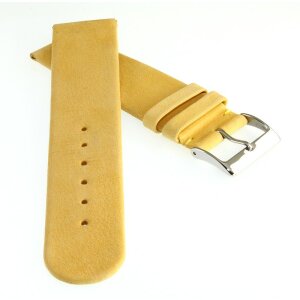 Feinstes Veloursleder Uhrenarmband Modell Tennessee-55 gelb 22 mm