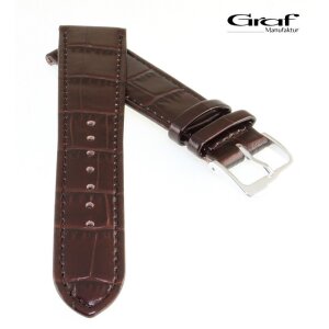 Graf Alligator Uhrenarmband Modell Nevada mocca 17 mm, Handarbeit