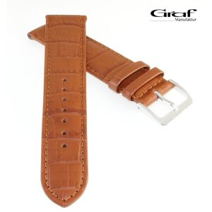 Graf Alligator Uhrenarmband Modell Nevada cognac 19 mm, Handarbeit