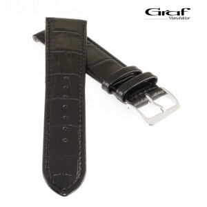 Graf Alligator Uhrenarmband Modell Nevada schwarz 21 mm, Handarbeit