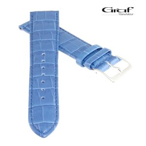 Graf Alligator Uhrenarmband Modell Nevada hellblau 21 mm, Handarbeit