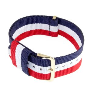 Nato Nylon Durchzugs-Uhrenarmband Modell Wellington-W6 mehrfarbig-gold 18 mm