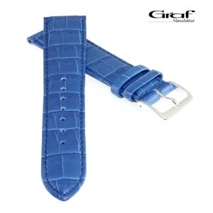 Graf Alligator Uhrenarmband Modell Arizona blau 19 mm, Handarbeit