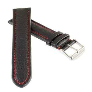 Soft-Kalbsleder Uhrenarmband Modell Freiburg-DS schwarz-RN 18 mm