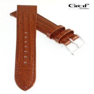 Graf Teju Eidechse Uhrenarmband Modell Savanne-XS cognac 17 mm, Damenlänge