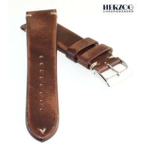 Herzog Rindleder Uhrenarmband Modell Vintage-Passion rost-braun 22 mm Handarbeit