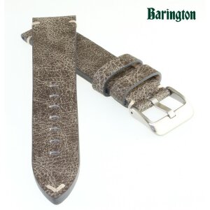 Barington handgefertigtes Vintage Rindleder Uhrenarmband Modell Fintago grau 18 mm