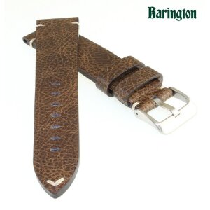 Barington handgefertigtes Vintage Rindleder Uhrenarmband Modell Fintago braun 20 mm