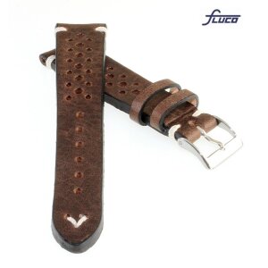 Fluco Vintage Rindleder Uhrenarmband Modell Hunter-Racing mocca 22/20 mm