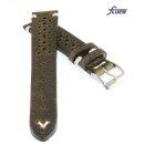 Fluco Vintage Rindleder Uhrenarmband Modell Hunter-Racing khaki-grün 22/20 mm