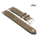Fluco Vintage Rindleder Uhrenarmband Modell Hunter-Racing creme-beige 22/20 mm