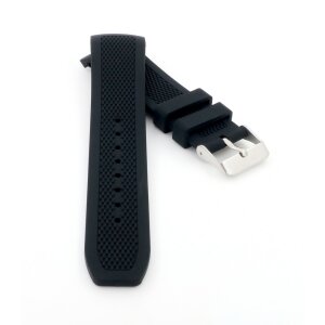 Silikon Rundanstoß Uhrenarmband Modell Round-Karo schwarz 22 mm, Dornschließe