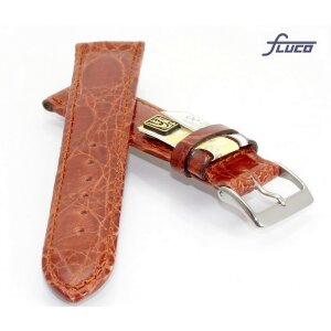 Fluco echt Krokodil Uhrenarmband Modell Kania cognac 17 mm Handarbeit