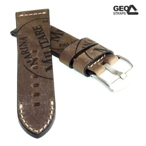 GEO-Straps Zebu-Rindleder Uhrenarmband Modell Palace-Marina havanna 22/22 mm