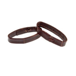2 Alligator Leder Ersatzschlaufen für Uhrenarmband ELS-S Größe-S mocca 24 mm