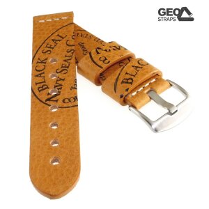Old Finish Kalbsleder Uhrenarmband Modell Black-Seal cognac 20 mm