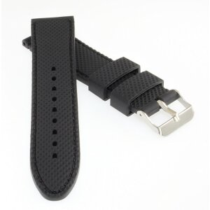 Silikon Uhrenarmband mit Stoffnaht Modell Skuba schwarz-SN 18 mm