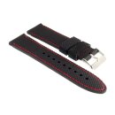 Silikon Uhrenarmband mit Stoffnaht Modell Skuba schwarz-RN 24 mm
