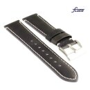 Fluco Softleder Uhrenarmband Modell Woodstock schwarz 20 mm Handarbeit