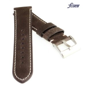 Fluco Softleder Uhrenarmband Modell Woodstock mocca 22 mm Handarbeit