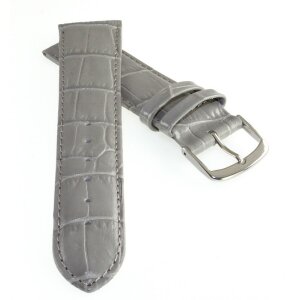 Feines Alligator Leder Uhrenarmband Modell Genf-71S NL hell-grau 24 mm