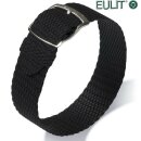 Eulit Perlon Durchzugs-Uhrenarmband Modell Panama schwarz 10 mm