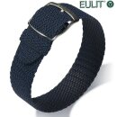 Eulit Perlon Durchzugs-Uhrenarmband Modell Panama blau 18 mm