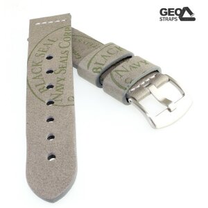 GEO-Straps Rindleder Uhrenarmband Modell Black-Seal grau-grün 18 mm