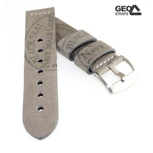GEO-Straps Rindleder Uhrenarmband Modell Black-Seal grau-grau 20 mm