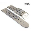 GEO-Straps Rindleder Uhrenarmband Modell Black-Seal grau-blau 20 mm