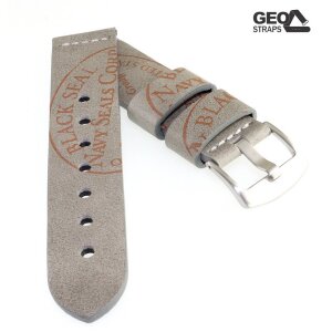 GEO-Straps Rindleder Uhrenarmband Modell Black-Seal grau-orange 20 mm