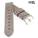 GEO-Straps Rindleder Uhrenarmband Modell Black-Seal grau-rot 20 mm