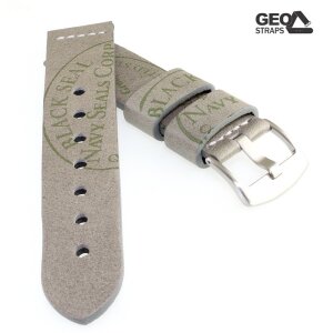 GEO-Straps Rindleder Uhrenarmband Modell Black-Seal grau-grün 22 mm