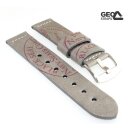 GEO-Straps Rindleder Uhrenarmband Modell Black-Seal grau-rot 24 mm