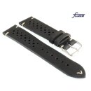 Fluco Vintage Rindleder Uhrenarmband Modell Hunter-Racing schwarz 18 mm