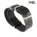 GEO-Straps Nato Leder Durchzugs-Uhrenarmband Modell Ponderosa schwarz 18 mm Nato Strap