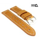 Old Finish Kalbsleder Uhrenarmband Modell Dakota-Naht hell-braun 18 mm