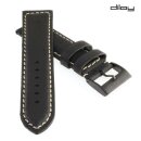 Diloy Premium Vintage Uhrenarmband Modell Oregon-P schwarz 24 mm