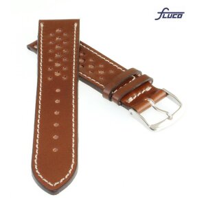 Fluco feines Uhrenarmband Shell Cordovan Modell Shellton-Racing cognac 22 mm 