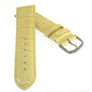 Feines Alligator Leder Uhrenarmband Modell Genf-71S NL pastell-gelb 20 mm