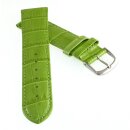 Feines Alligator Leder Uhrenarmband Modell Genf-71S XL-extralang gras-grün 16 mm