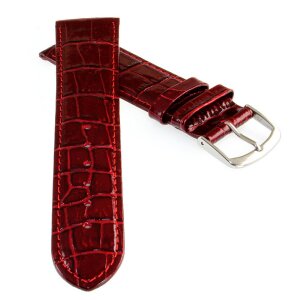 Feines Alligator Leder Uhrenarmband Modell Genf-71S NL bordeaux-rot 24 mm