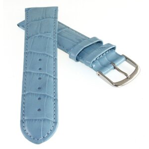 Feines Alligator Leder Uhrenarmband Modell Genf-71S XL-extralang eis-blau 20 mm